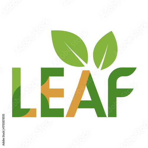 Green leaf logo design with the word leaf