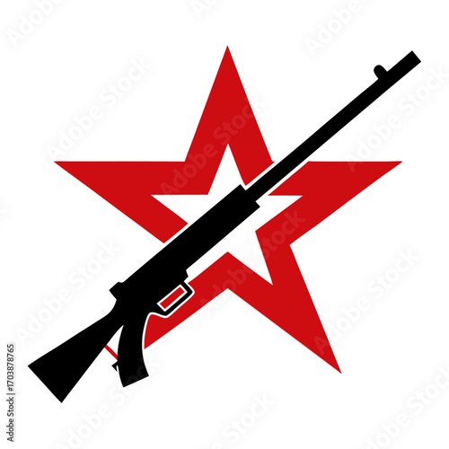 Red star and black rifle emblem