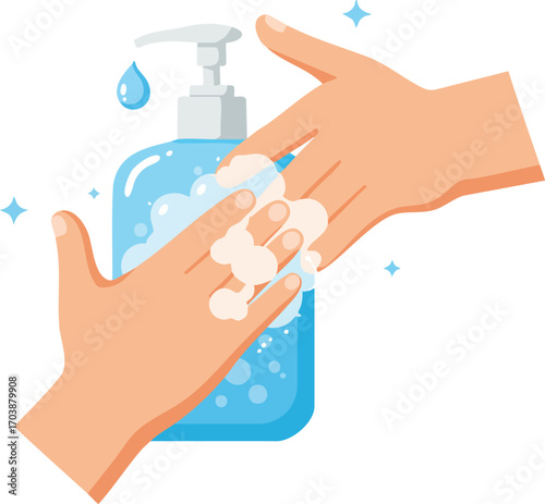 Proper hand washing for hygiene and prevention of virus spreading