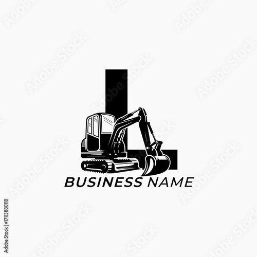design logo creative excavator and letter L
