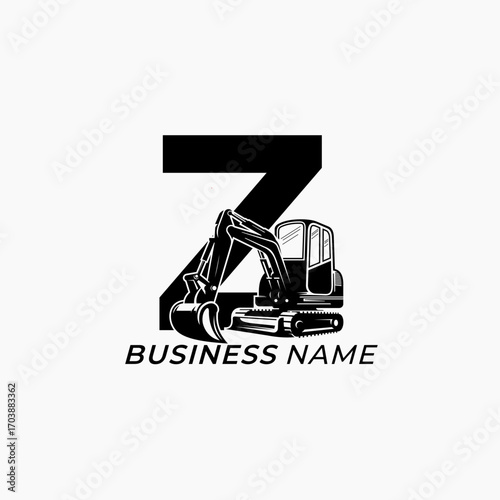 design logo creative letter Z and excavator