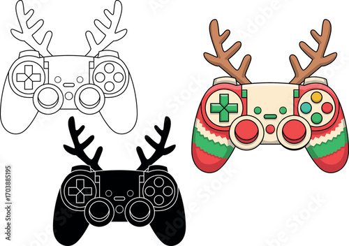 Christmas Video Game Controller Vector Illustration