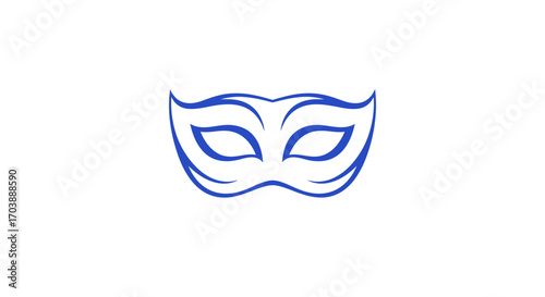 Elegant blue carnival mask line art icon illustration. Vector Illustrations. EPS Editable