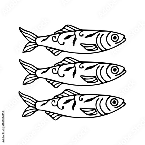 Asian style herring fish decorative pattern