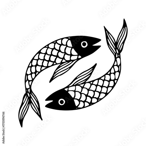 monochromatic Pisces zodiac sign