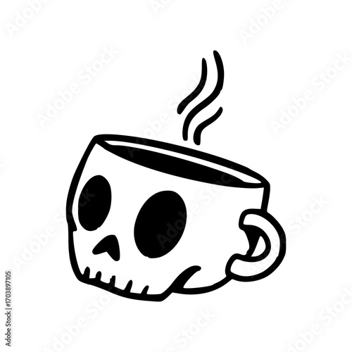 skull coffee cup vector illustration