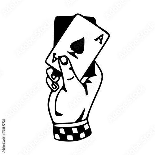 hand holding ace of spades card