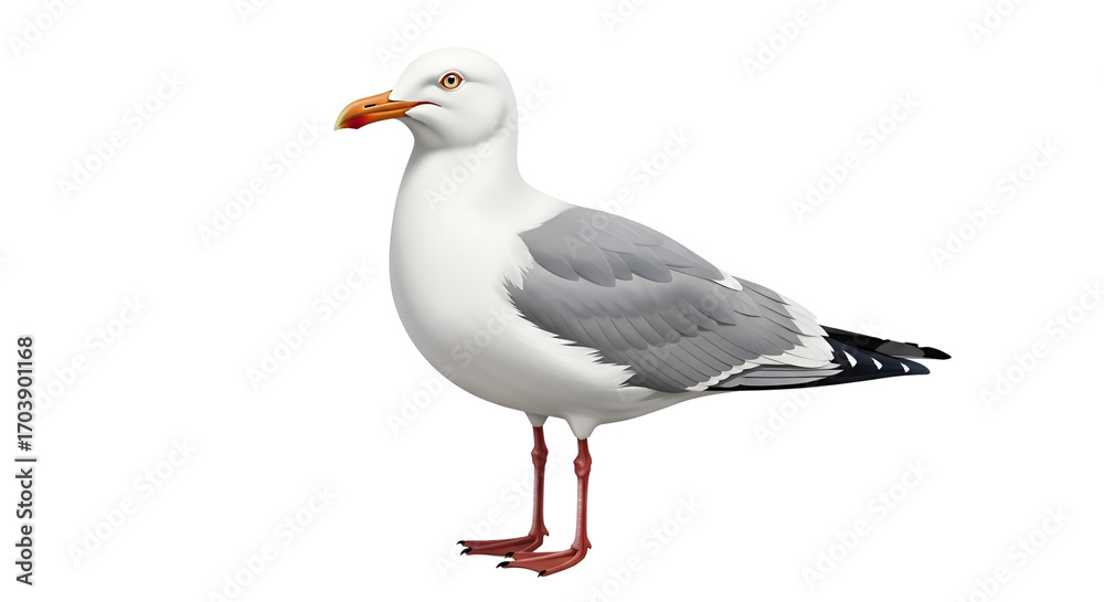 Fototapeta premium Seagull standing isolated PNG with Transparent Background