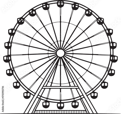 Ferris wheel with gondolas and support structure amusement park ride