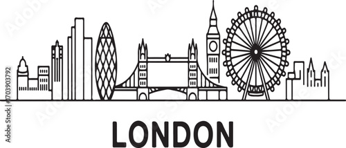 Iconic London skyline featuring famous landmarks and modern architecture vector