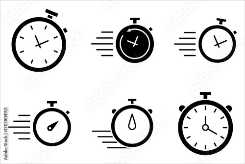 quick time Icon set .Symbol isolated white background. vector illustration. color editable.