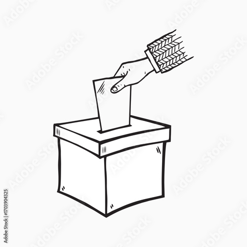 Hand drawn of Vote Box Filled Icon, Vector Illustration