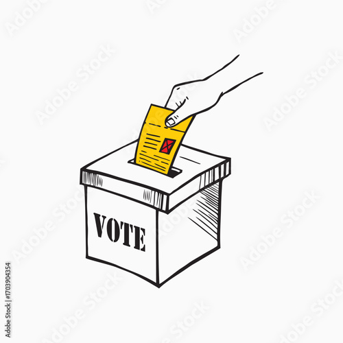 Hand drawn of Vote Box Filled Icon, Vector Illustration