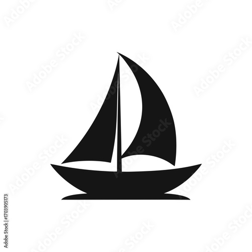 Silhouette of a sailboat on transparent background