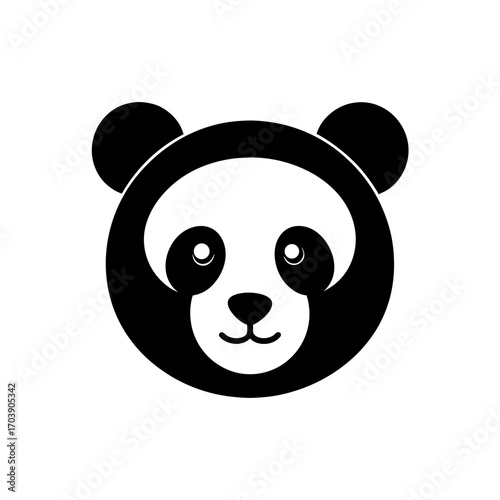 Stylized panda bear face on transparent background silhouette