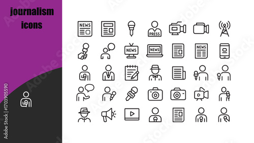 journalism  icons set