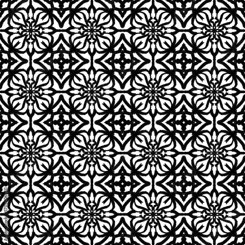 Black and White Floral Pattern Design for Textile or Wallpaper Use