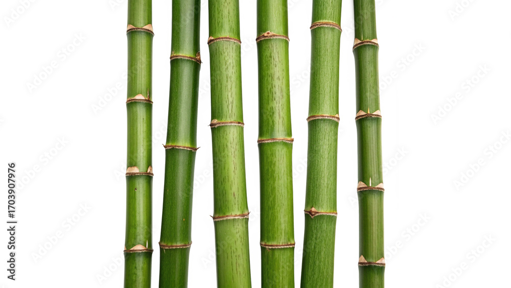Fototapeta premium Set of Green Bamboo Sticks with Natural Texture – Eco-Friendly Material Isolated on Transparent Background