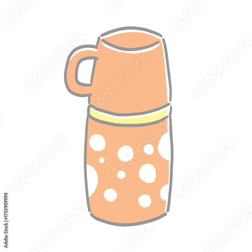カラフルな水筒のイラスト