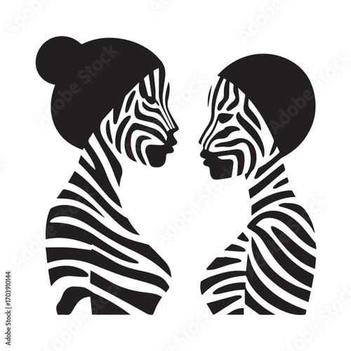 Black and White Zebra Patterned Silhouettes