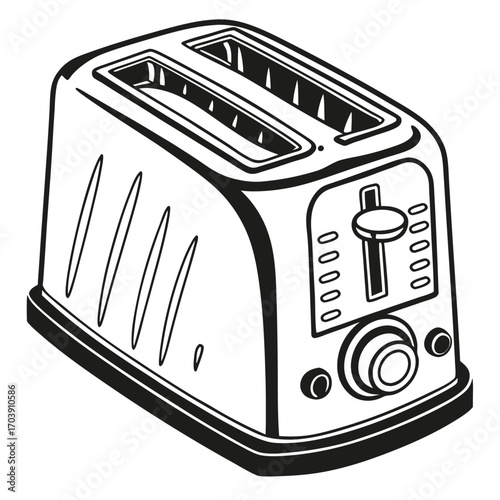 Detailed Line Art Toaster Illustration Kitchen Appliance Simplicity in Design Capturing the Essence of a Classic Breakfast Essential