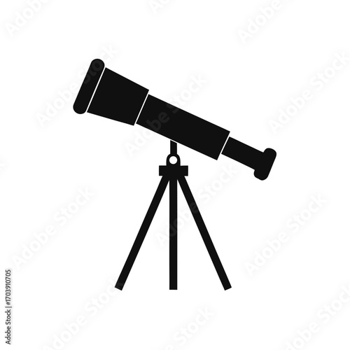 Telescope on a tripod stand on transparent background silhouette