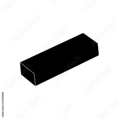 Black rectangular prism on transparent background silhouette