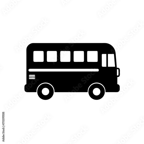 Silhouette of a school bus on transparent background