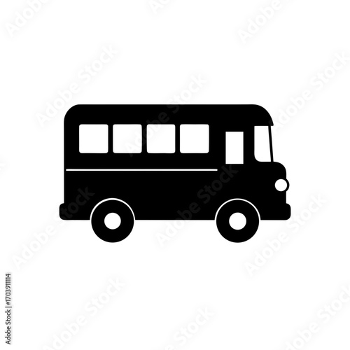 Silhouette of a school bus on transparent background
