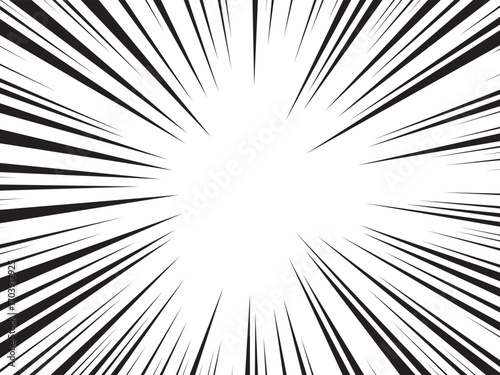 Manga comic explosion, motion or movement effect, vector background. Manga anime cartoon radial speed lines and abstract pattern for comic book burst, flash ray or explode bang action	