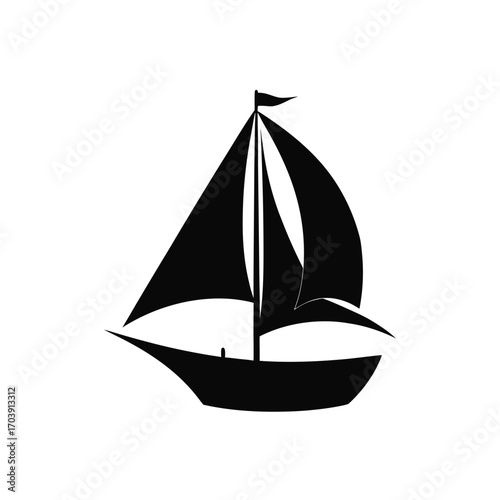 Silhouette of a sailboat on transparent background