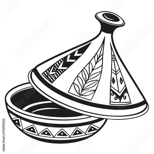 Silhouette of an Antique Middle Eastern Ewer A Black and White Depiction of Traditional Vessel Design With an Elegant Spout