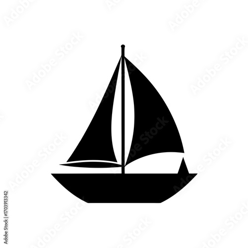 Silhouette of a sailboat on transparent background
