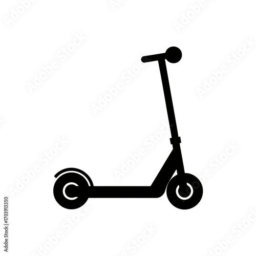 Silhouette of kick scooter on transparent background