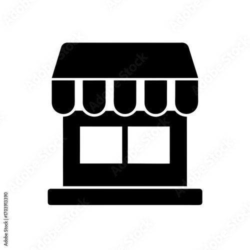 Simple store front facade on transparent background silhouette