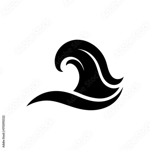 Stylized wave illustration on transparent background silhouette