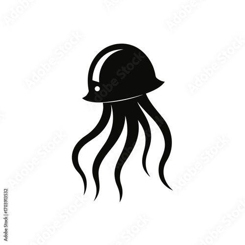 Silhouette of a jellyfish on transparent background