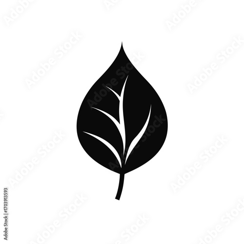 Simple leaf black design on transparent background silhouette