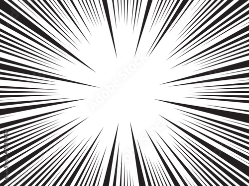 Manga comic explosion, motion or movement effect, vector background. Manga anime cartoon radial speed lines and abstract pattern for comic book burst, flash ray or explode bang action	