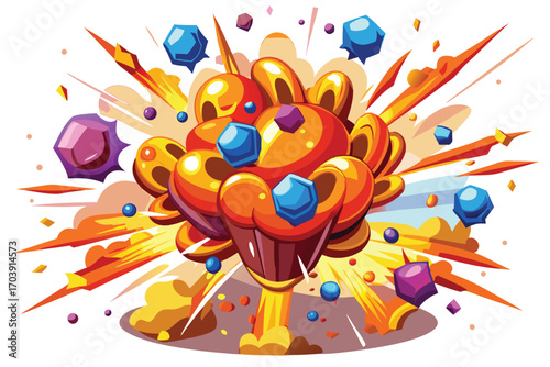 Geometric Explosion A Vibrant Display of Color and Shape A Dynamic Composition of Abstract Art With Angular Fragments