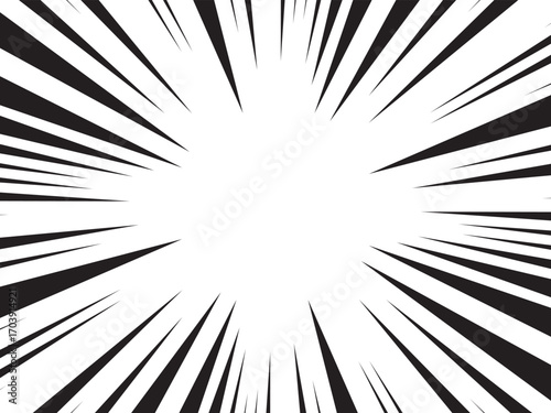 Manga comic explosion, motion or movement effect, vector background. Manga anime cartoon radial speed lines and abstract pattern for comic book burst, flash ray or explode bang action	