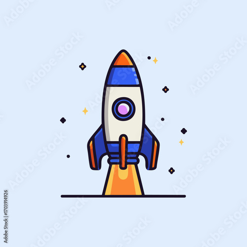 Space Rocket Cartoon Vector Illustration