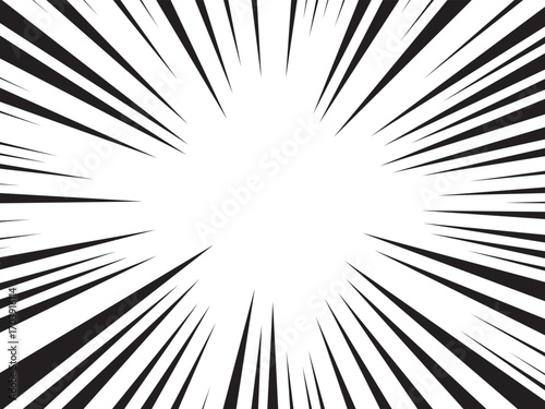Manga comic explosion, motion or movement effect, vector background. Manga anime cartoon radial speed lines and abstract pattern for comic book burst, flash ray or explode bang action	