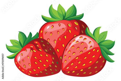Vibrant and Luscious Strawberry Arrangement A Tempting Still Life of Nature's Candy and Green Leaves Promising Deliciousness and Freshness