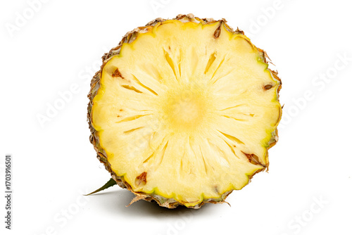 Photo of pineapple taken with a high-resolution camera stacking focus technic using on a white background.