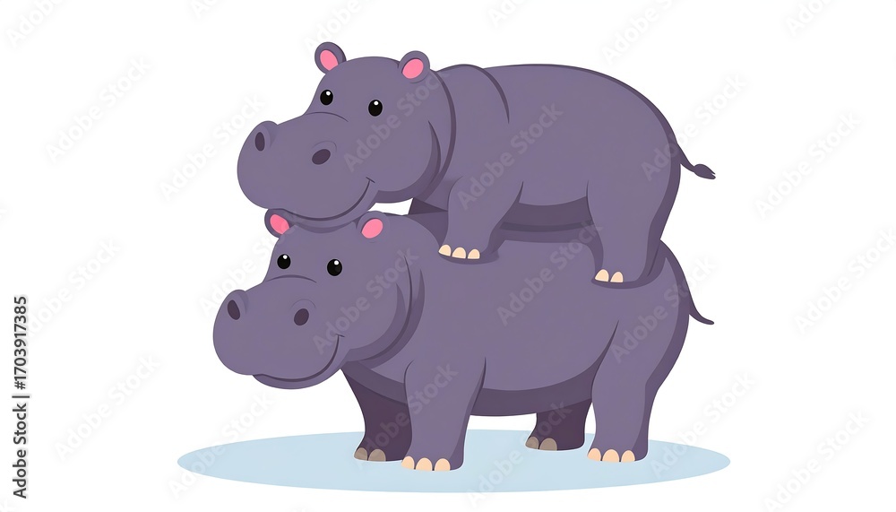 Fototapeta premium Two hippopotamus, one on top of another
