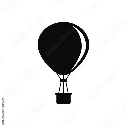 Balloon black silhouette art on transparent background