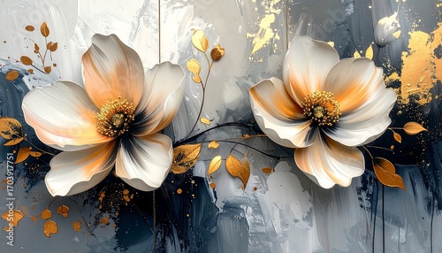 Floral art with gold accents