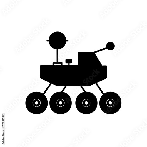 Silhouette rover vehicle on transparent background
