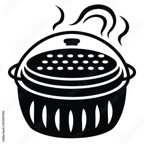Striking Black and White Illustration of a Ceremonial Fire Pit with Flames and Rising Smoke, Symbolizing Tradition and Warmth